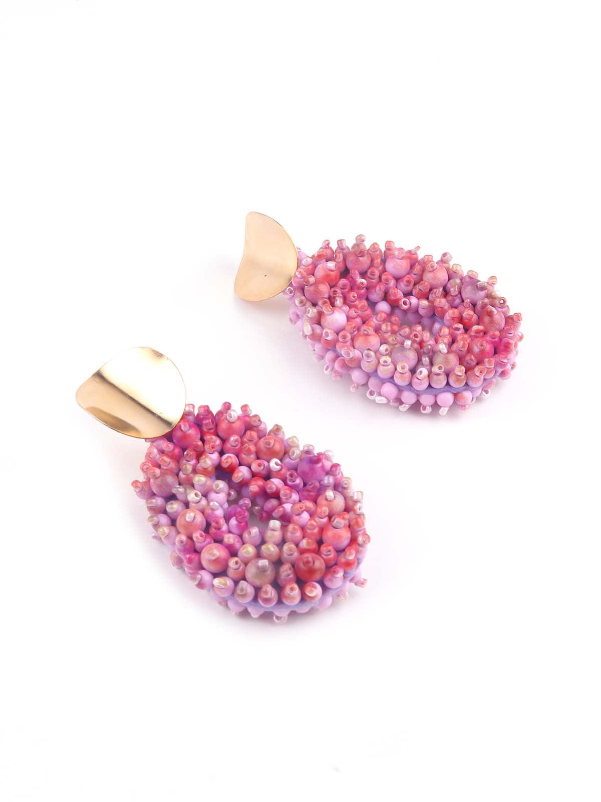 Pink gorgeous beaded earrings - Odette