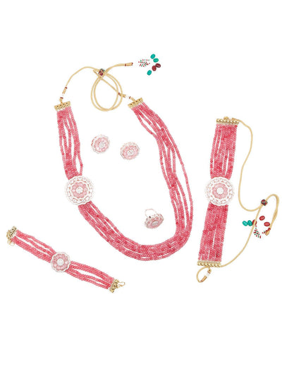 Pink Onyx Choker with Necklace Set - Odette