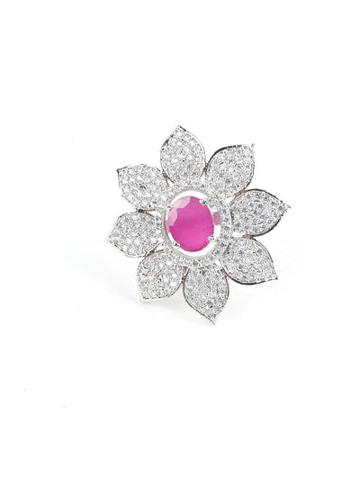 Pink Ruby Floral Finger Ring - Odette