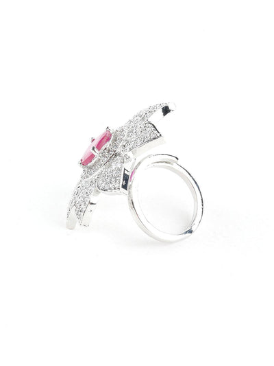 Pink Ruby Floral Finger Ring - Odette