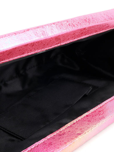 Pink Self-design Leatherette Clutch - Odette