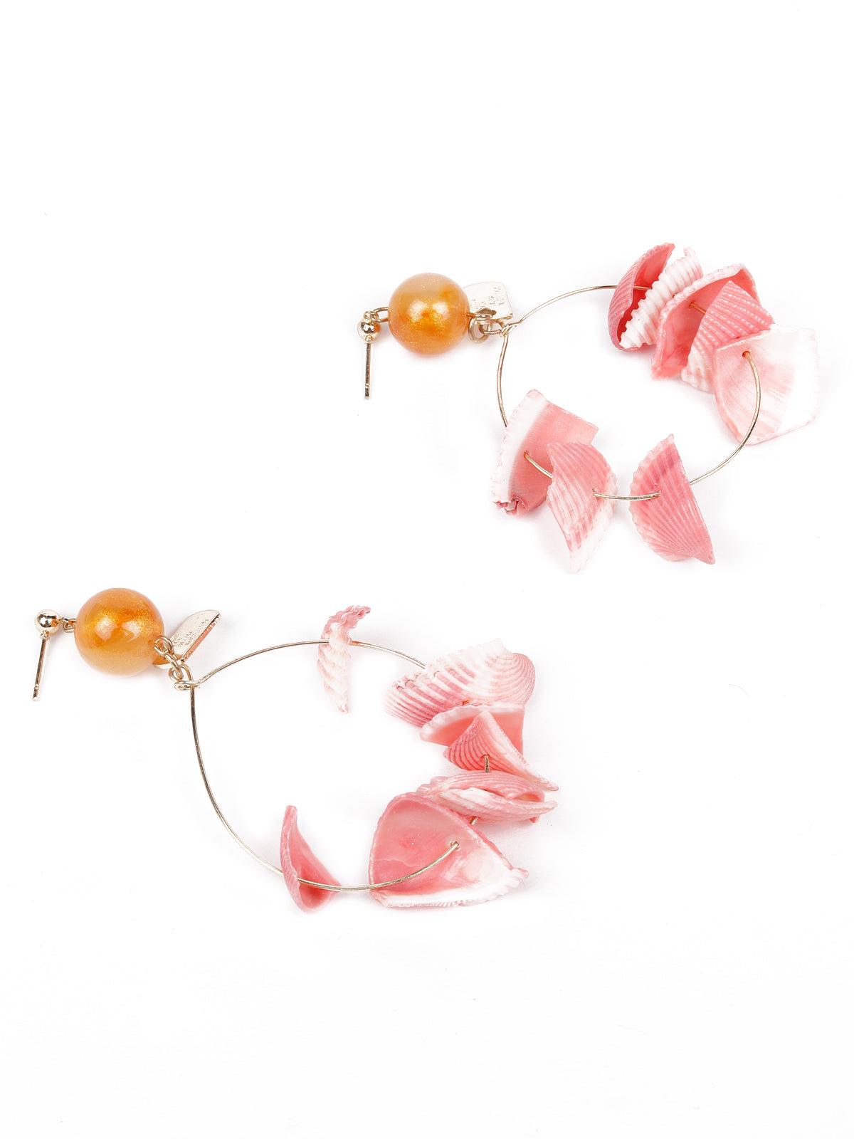 Pink statement drop earrings - Odette