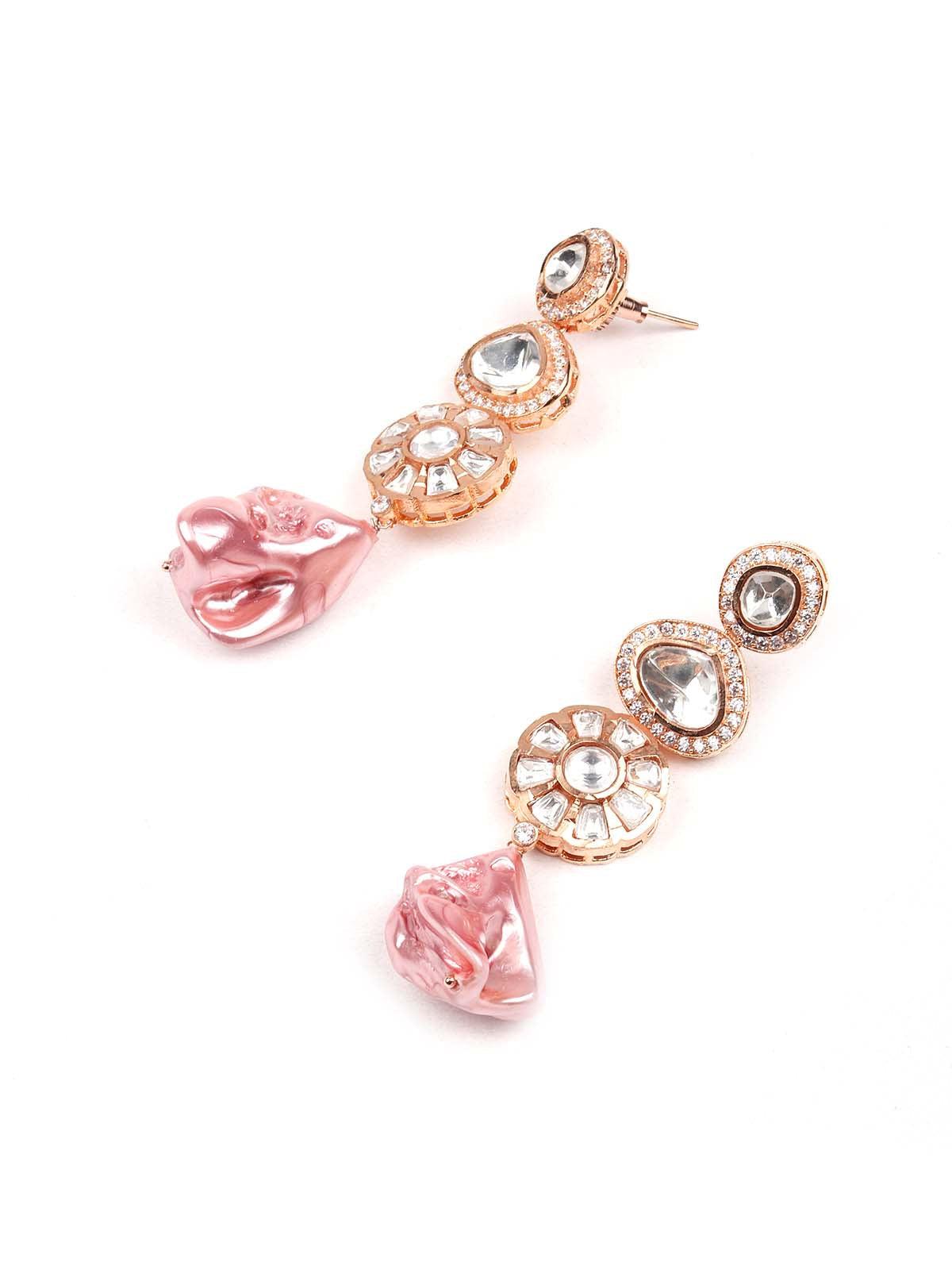Pink studded stunning statement necklace set - Odette