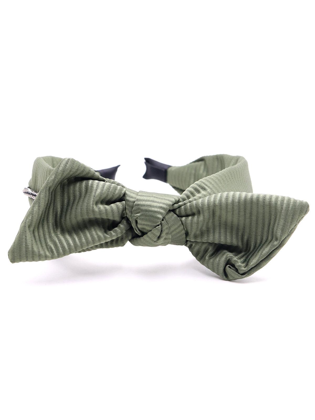 Pista green bow hair band - Odette