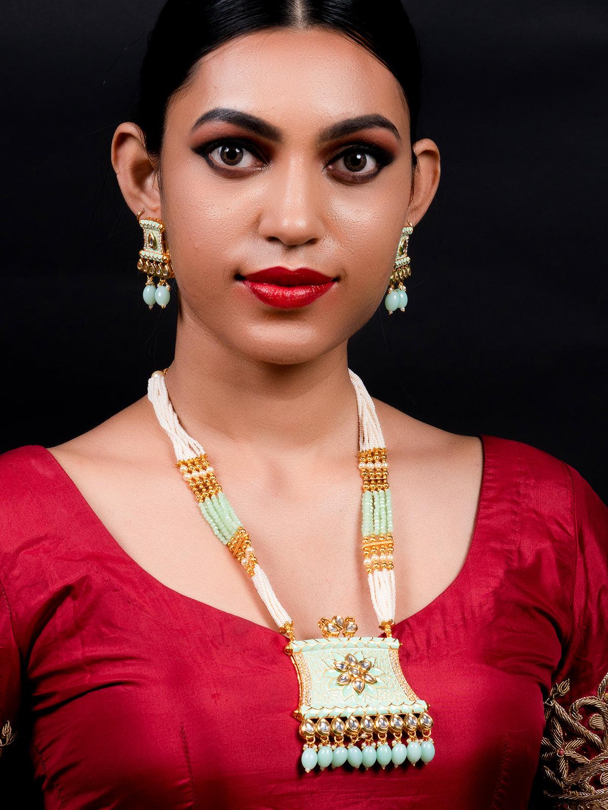 Diamond South Sea Pearl Necklace Set - Indian Jewellery Designs