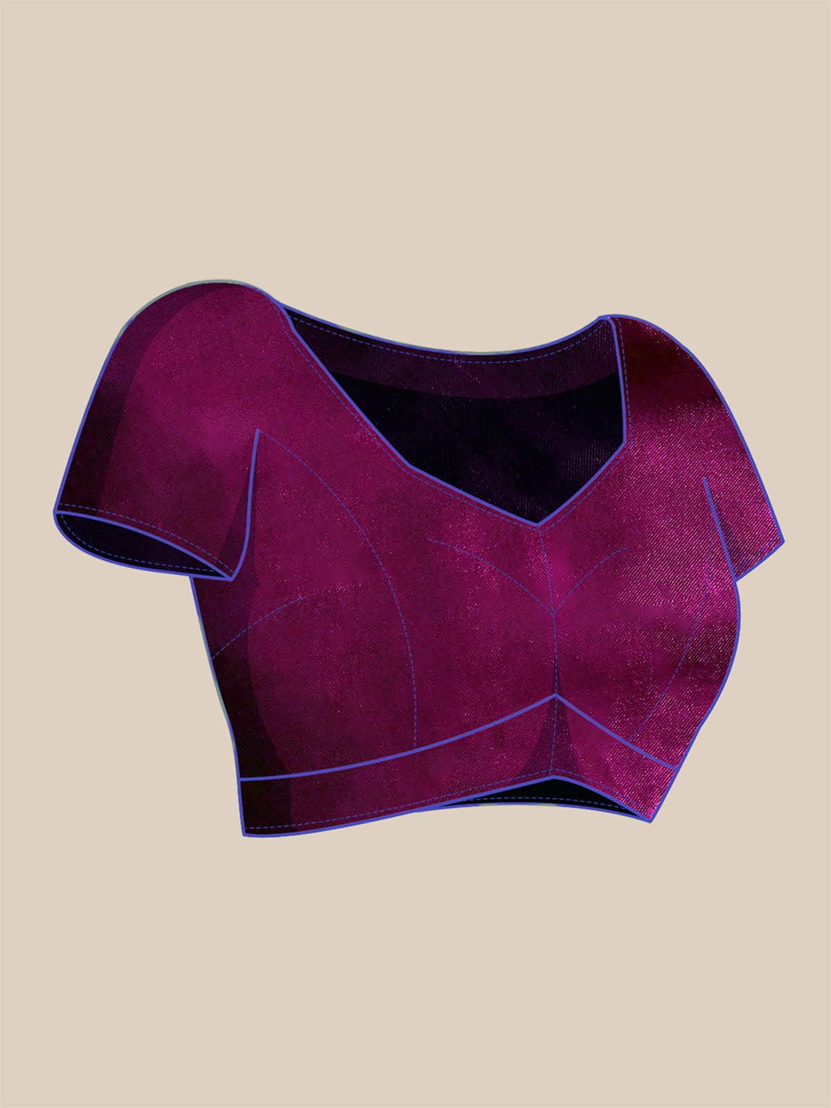 Poly Silk Purple Embellished Saree With Blouse Piece - Odette