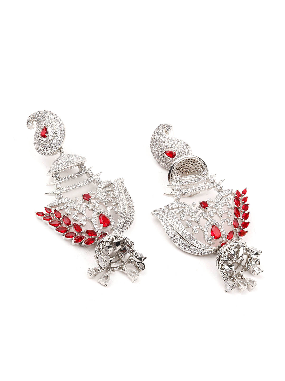 Odette Women Red And Silver Dangle Earrings