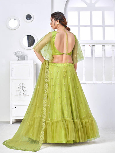 Buy Neon Embroidery Mulberry Silk Wedding Lehenga Choli Online from  EthnicPlus for ₹2999