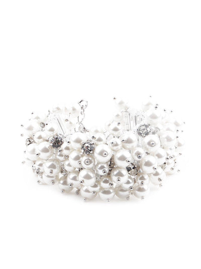 Pure white gorgeous embellished bracelet for women - Odette
