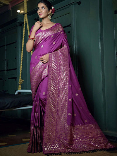 Purple Color Art Silk Saree With Art Silk Blouse - Odette