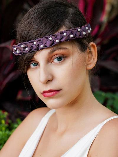 Purple pleated trending hair band - Odette