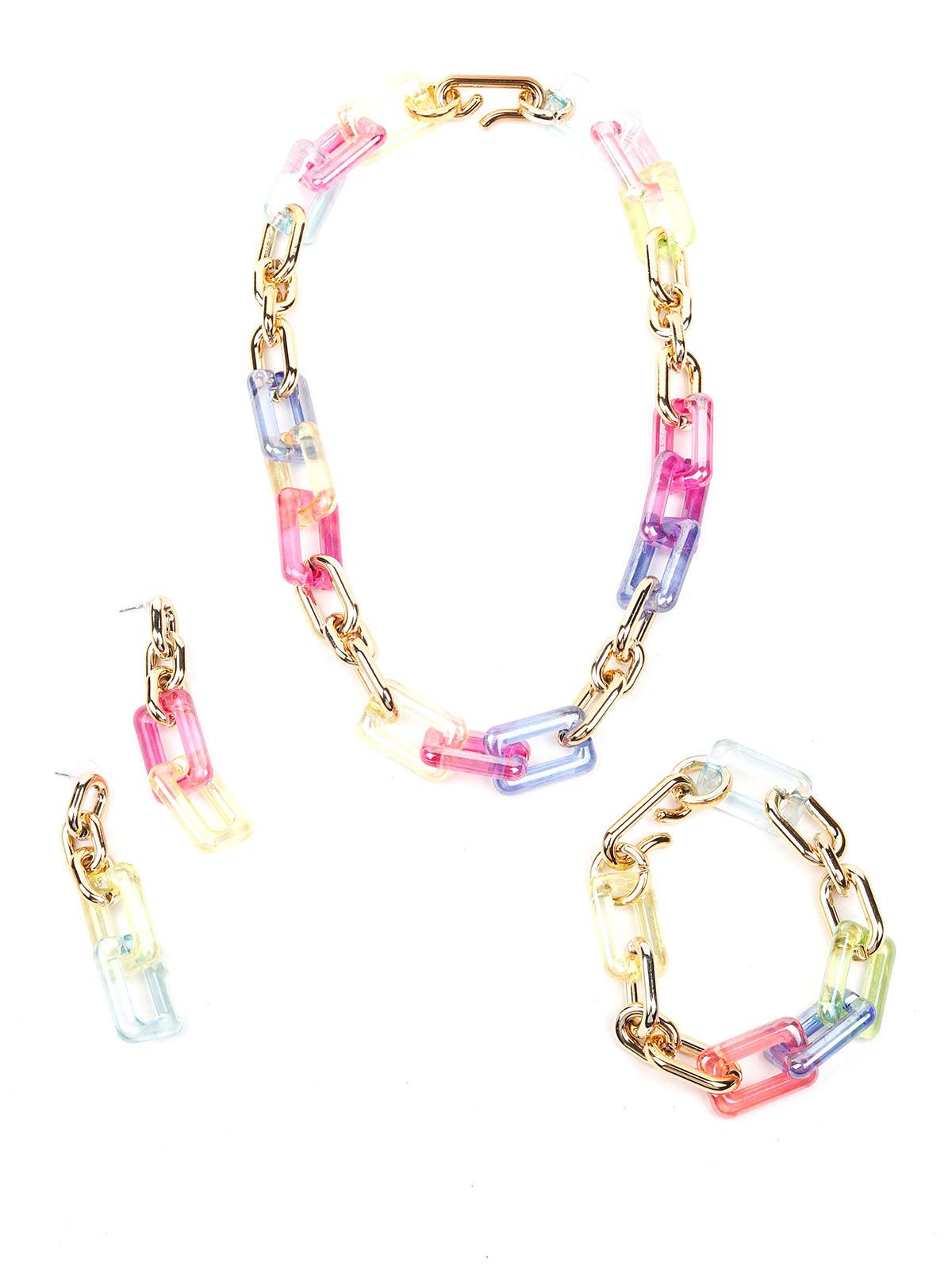 Rainbow chunky necklace set - Odette