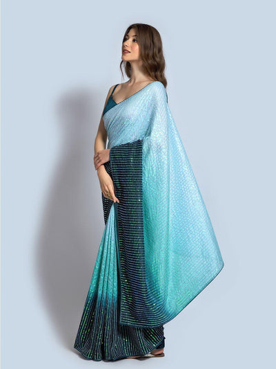 Rama Georgette  designer embroidery saree - Odette