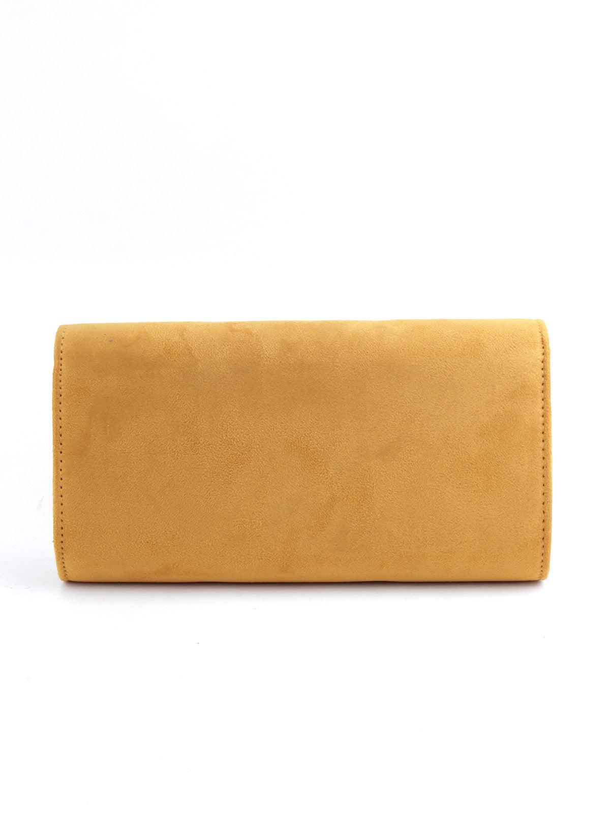 Rectangular Amber Yellow Velvet Touch Envelope Clutch - Odette