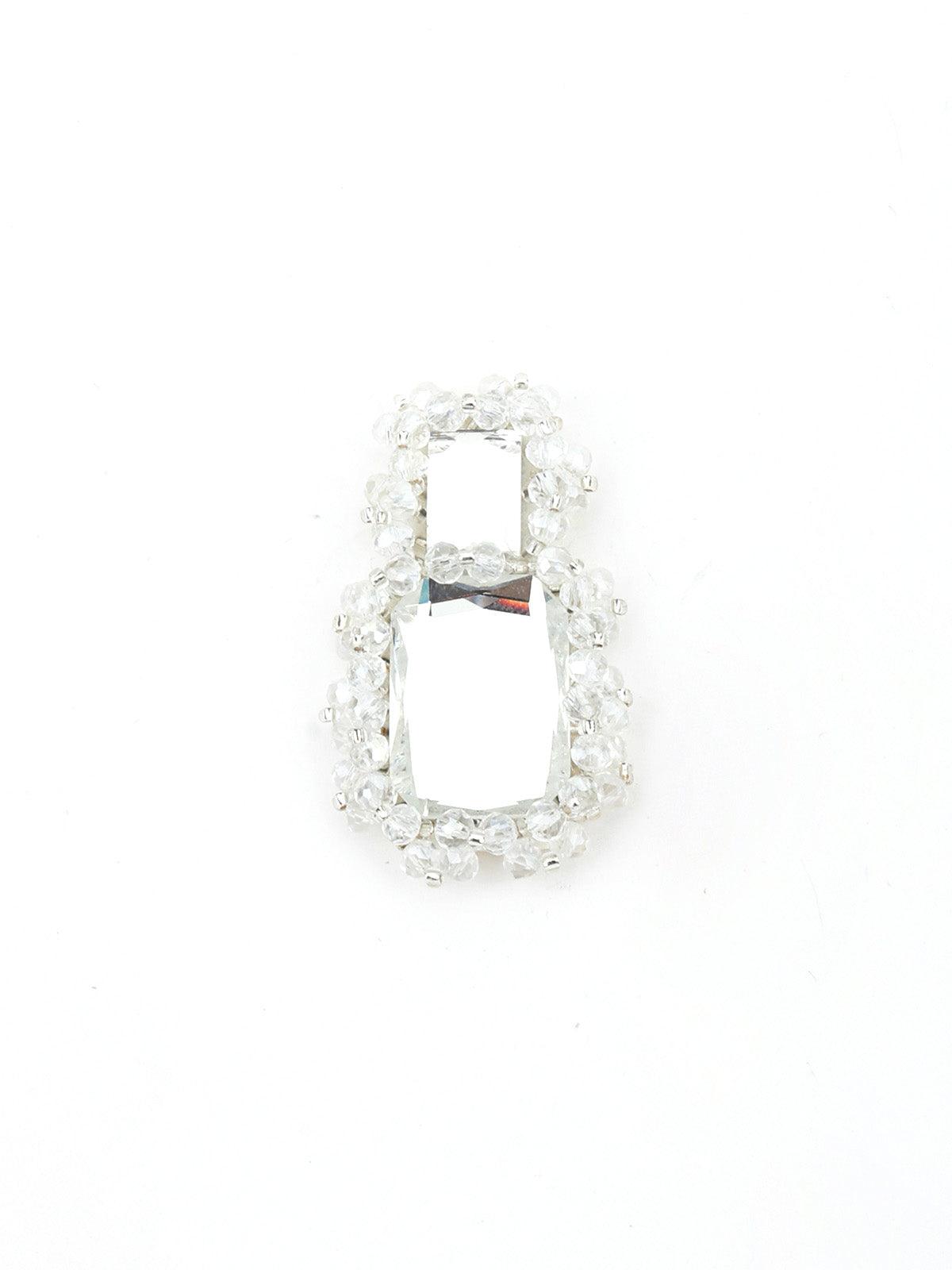 Rectangular White Mirror Dangle Earrings - Odette