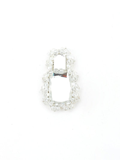 Rectangular White Mirror Dangle Earrings - Odette