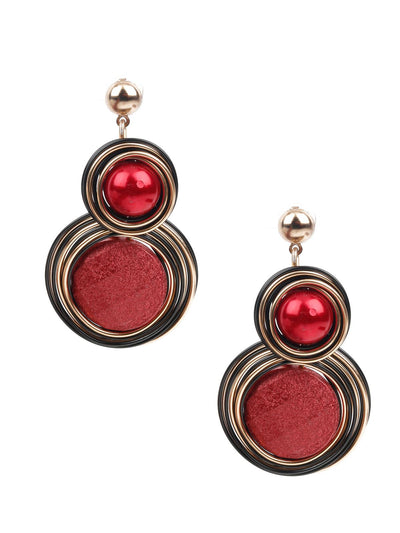 RED AND BLACK DANGLE EARRINGS - Odette