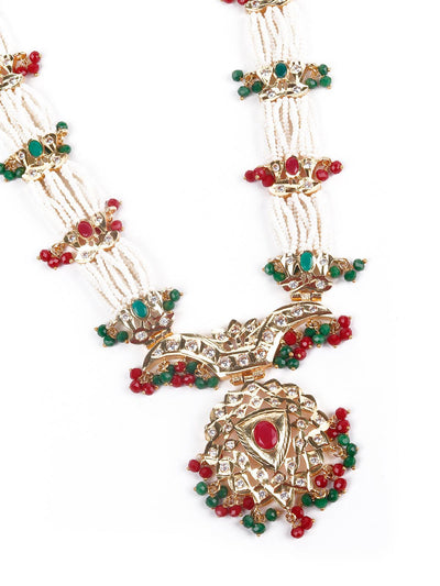 Red and green stunning beaded necklace set - Odette