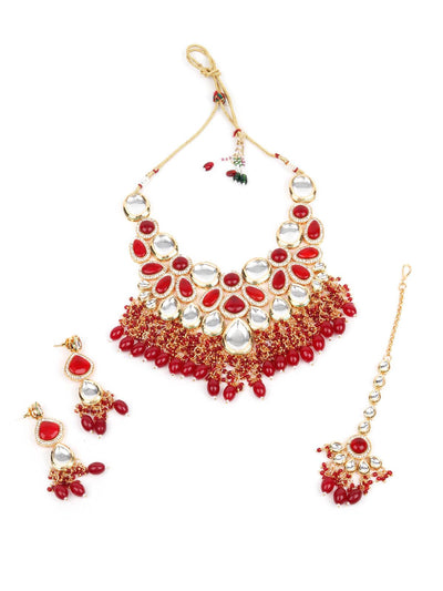 Red And White Choker Set - Odette