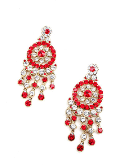 Red and White crystal Jewellery set - Odette