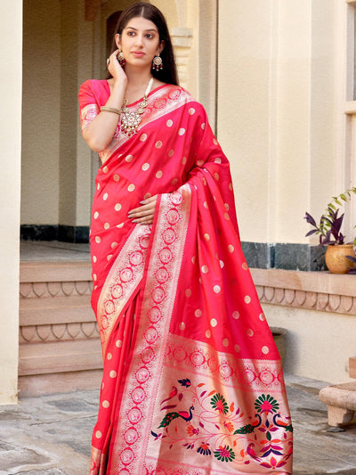 Red Color Traditional Wear Silk Saree - Odette