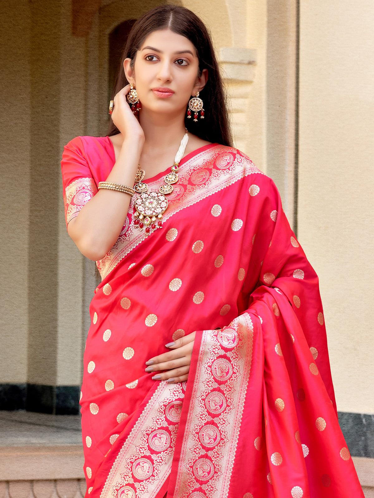 Red Color Traditional Wear Silk Saree - Odette