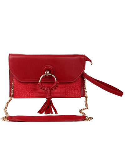 Red croc printed sling bag - Odette