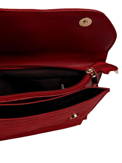 Red croc printed sling bag - Odette