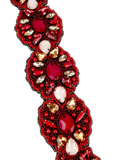 Red Crystal Embellished Belt - Odette