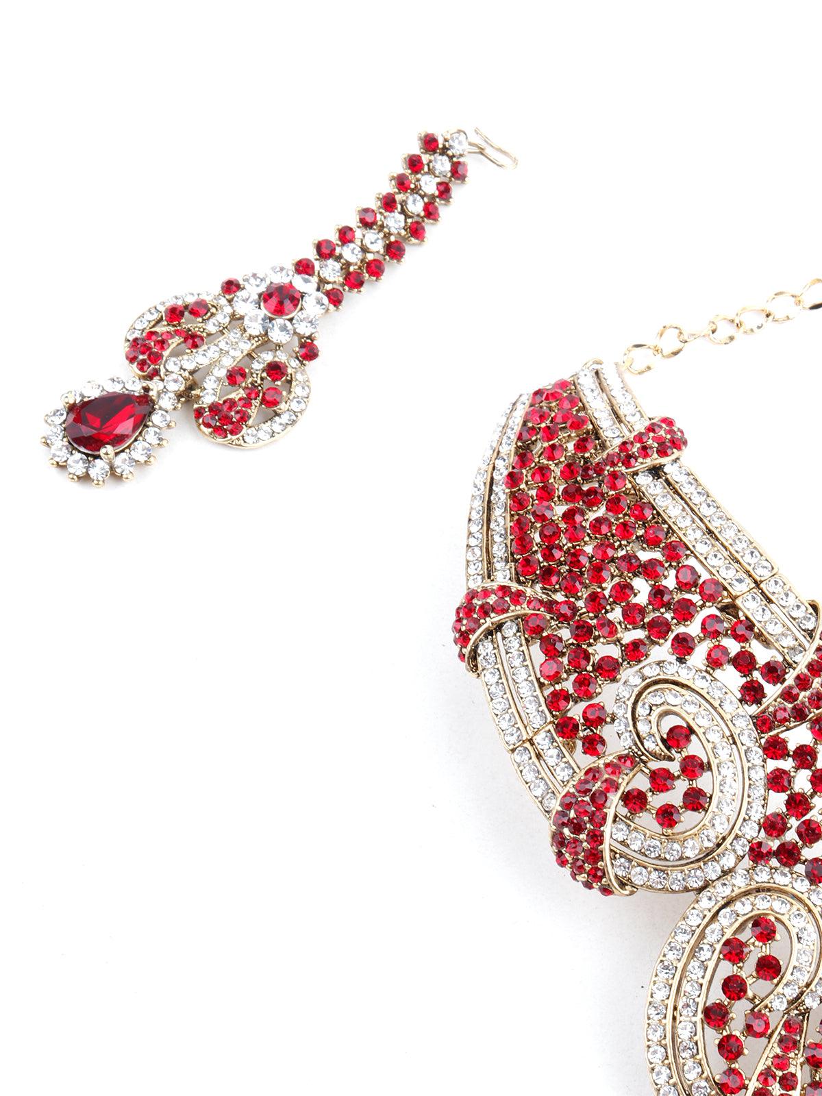 Red Crystal Necklace Set - Odette