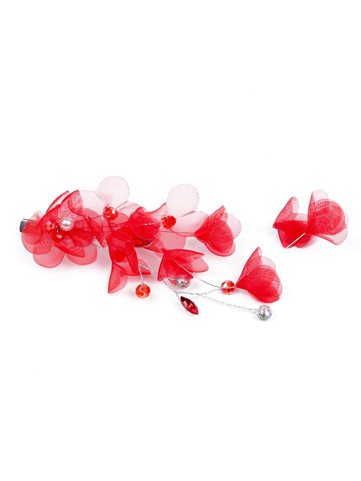 Red Floral Brooch - Odette
