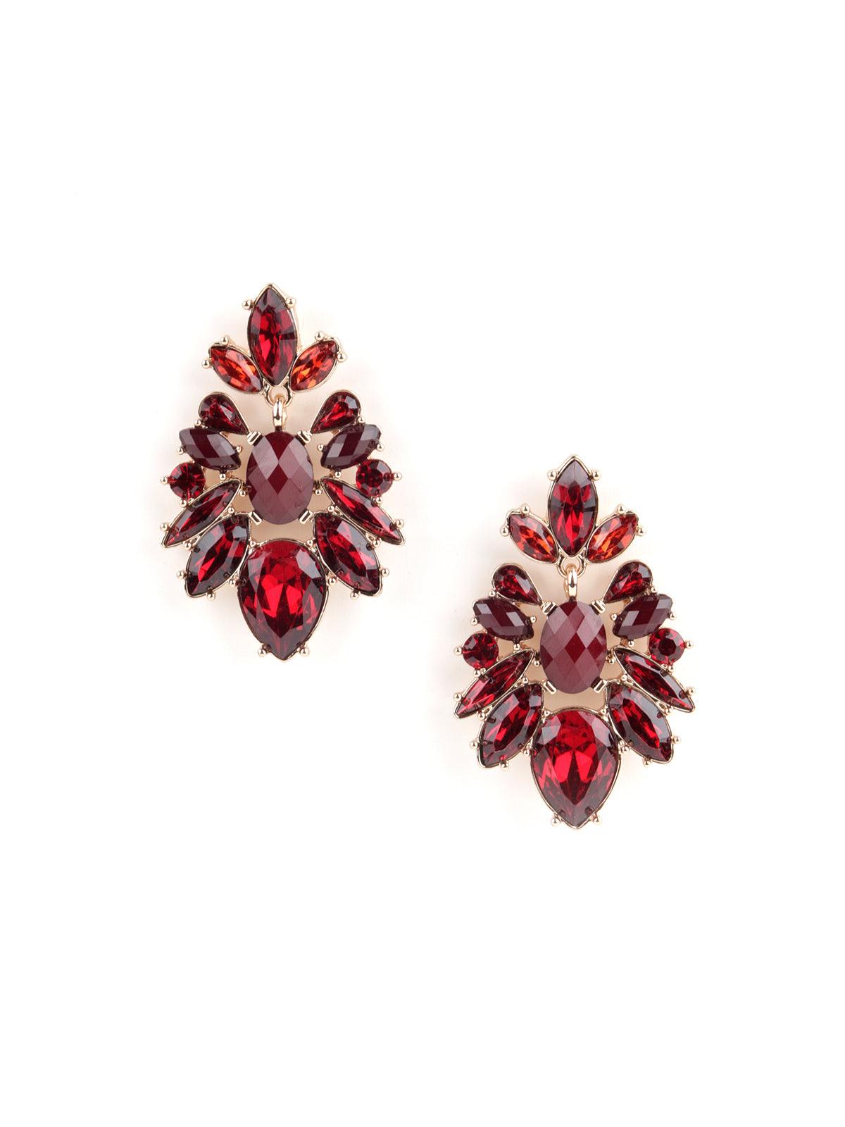 Red Floral Nifty Earrings - Odette