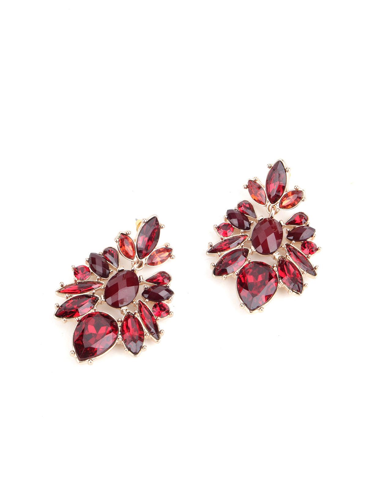 Red Floral Nifty Earrings - Odette