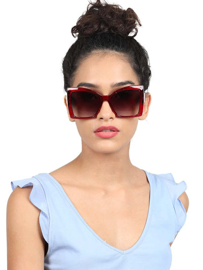 Red frame flared stunning sunglasses - Odette