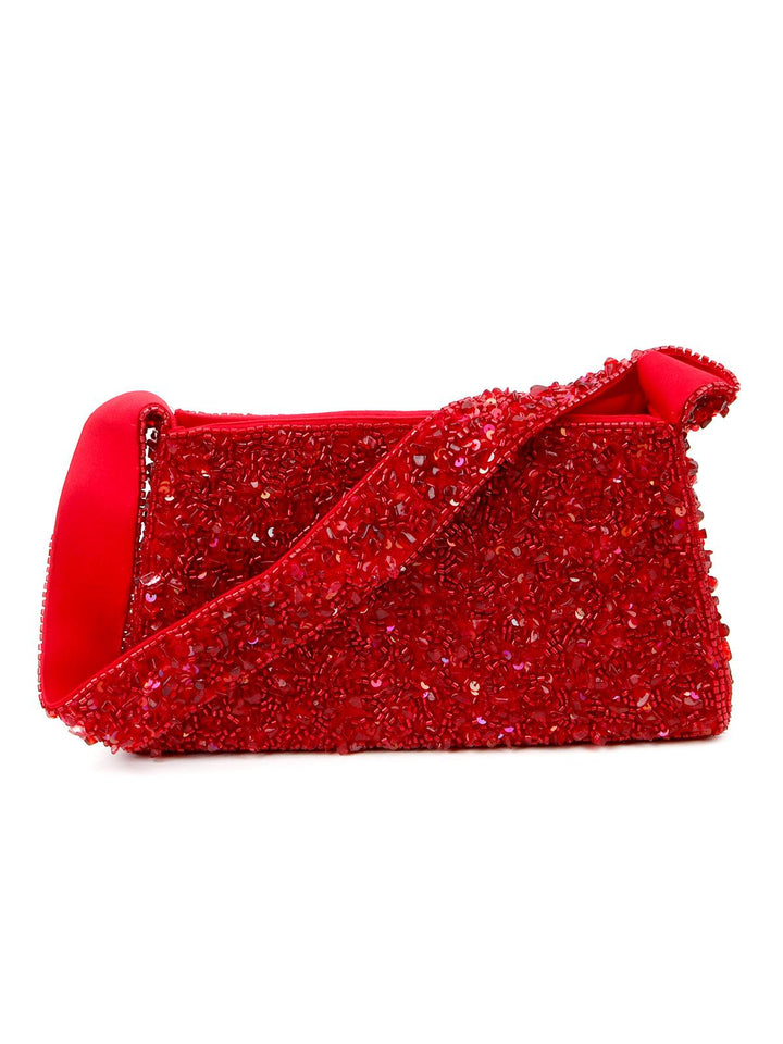 Buy Red Sequin-Uncut Stone Hand-Held Bag – Odette