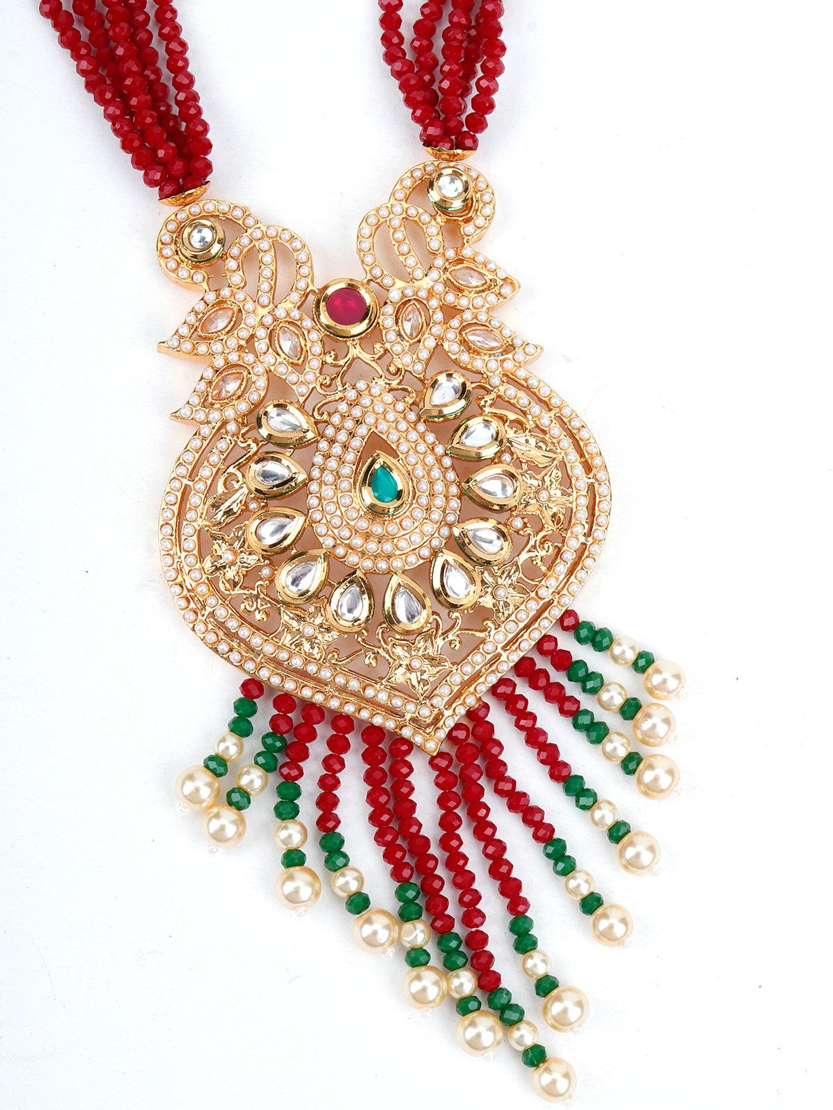 Red, White and Green Multi-layered Traditional Chain - Odette