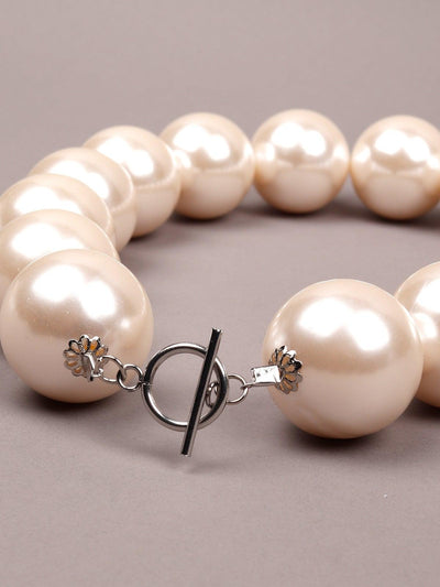 Retro Style Huge White Pearl Statement Necklace - Odette