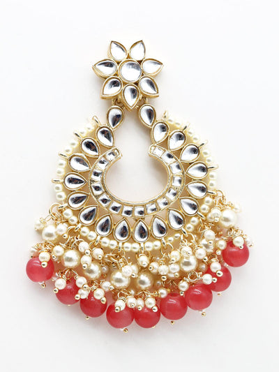 Rich pot shape kundan pearl earrings - Odette