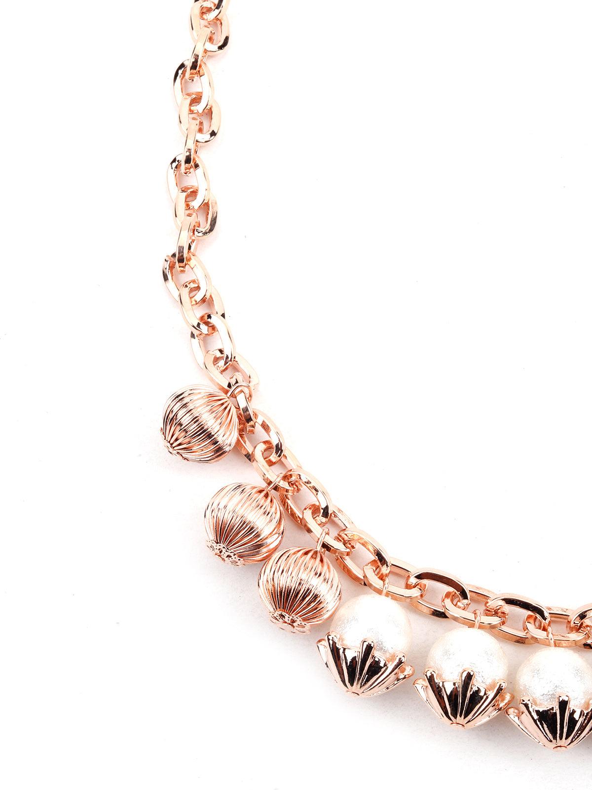 Rose gold pearl charm necklace - Odette