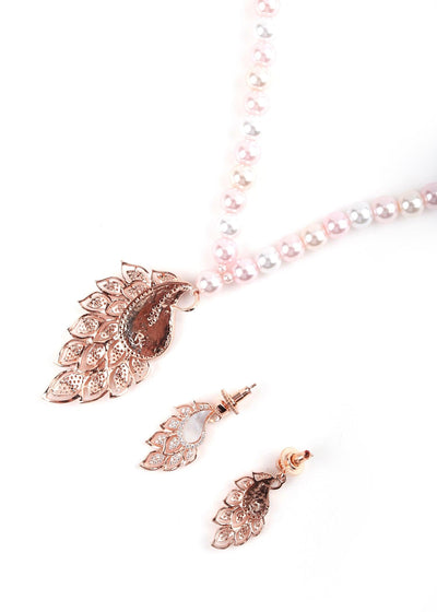 Rose Gold Pendant Necklace Set - Odette