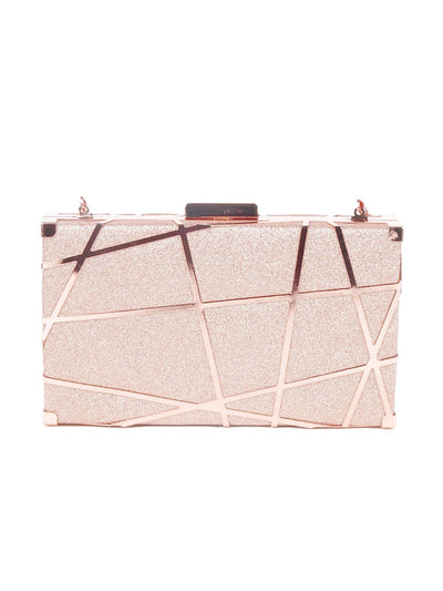 Rose gold textured box sling bag for women - Odette
