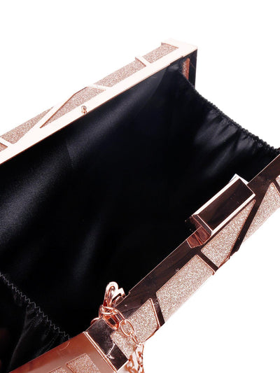 Rose gold textured box sling bag for women - Odette