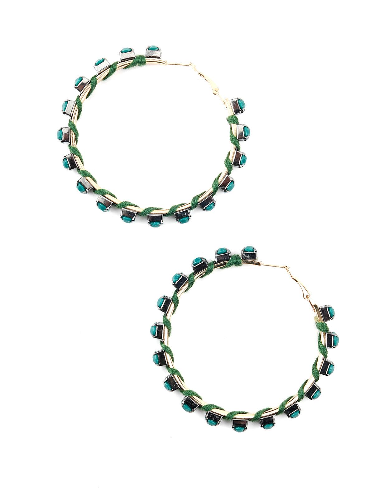 Round Minimal Green Stylish Hoops - Odette