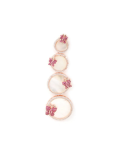 Round Rhinestone Pink Butterfly Earrings - Odette
