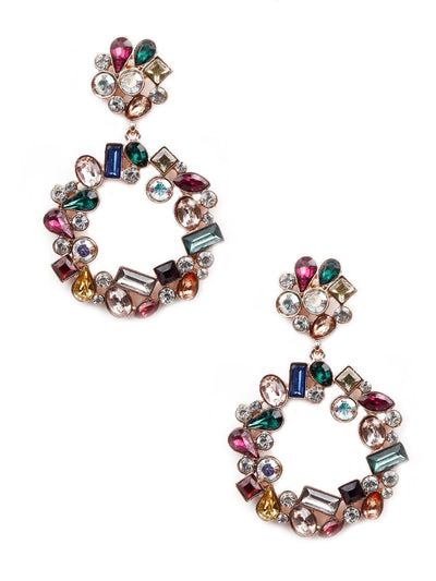 Rounded artificial crystal-embellished statement earrings - Odette