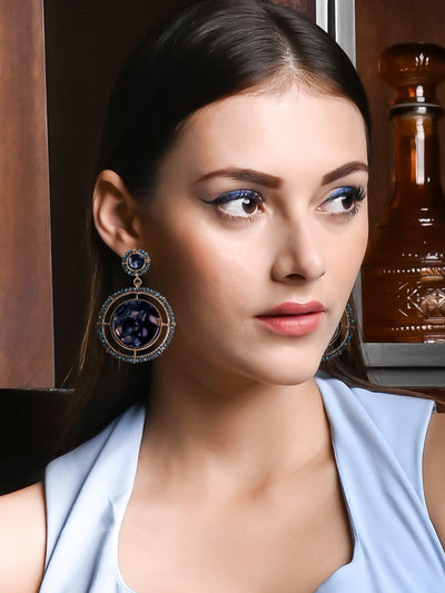 Rounded blue embellished earrings - Odette