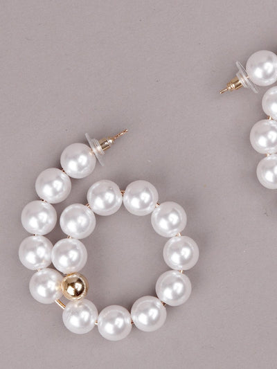 Rounded faux pearl statement earrings - Odette