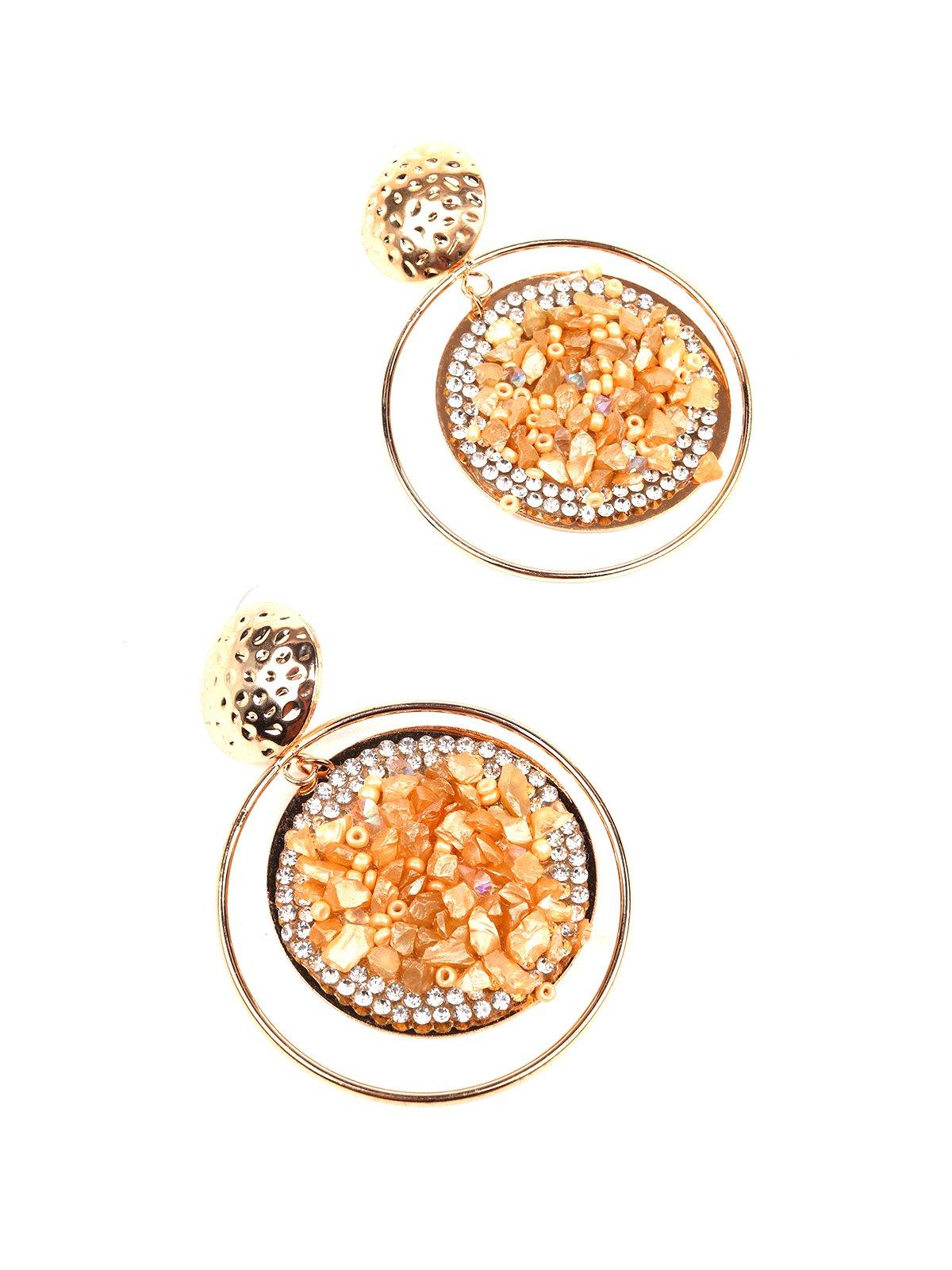 Rounded orange studded statement earrings - Odette