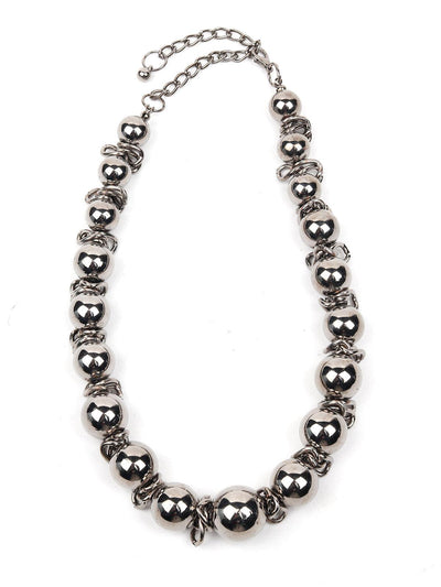 Rounded silver statement necklace - Odette
