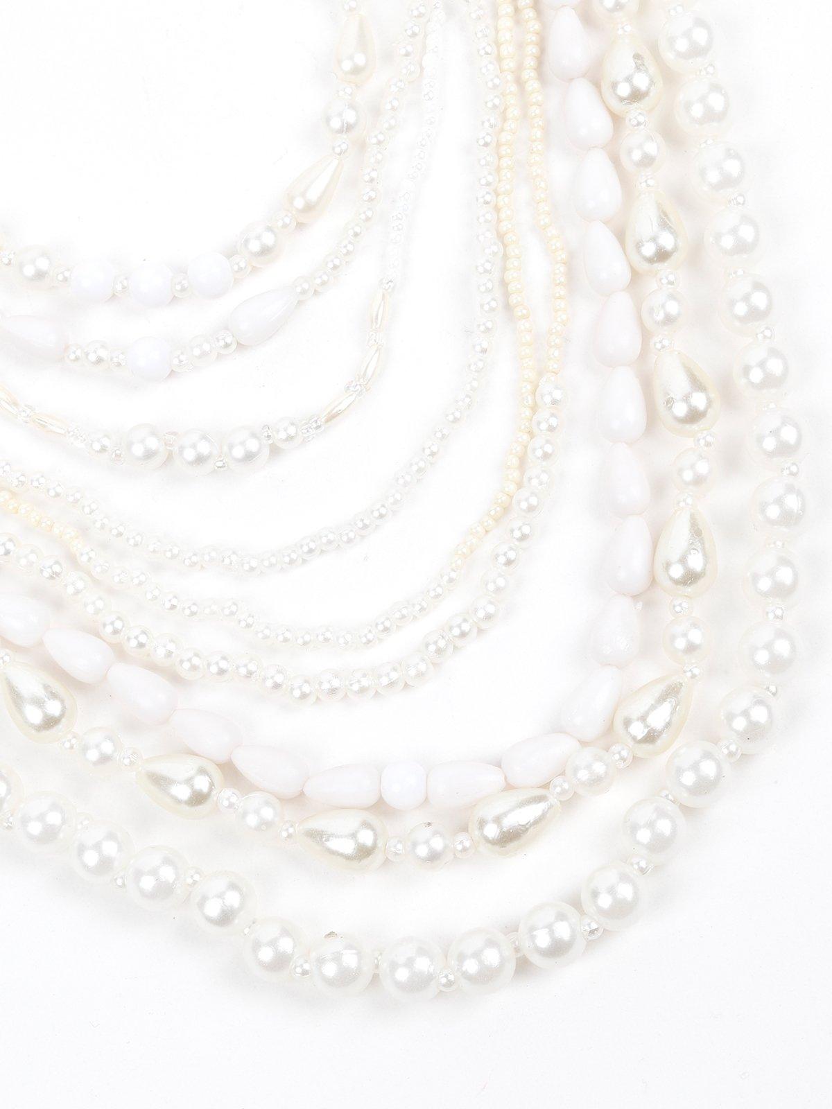 Royal Multi-Strands White Beaded Necklace - Odette